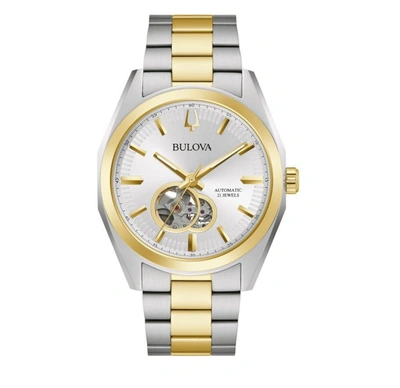 Shop Bulova Surveyor Automatic Silver Dial Two-tone Mens Watch 98a284 In Two Tone  / Gold Tone / Silver / Yellow