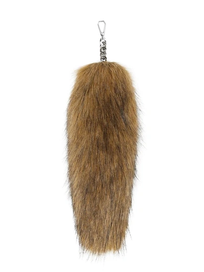 Shop Burberry Faux Fur Tail Charm In Camel