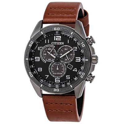 Shop Citizen Ar Eco-drive Chronograph Black Dial Men's Watch At2447-01e In Black / Brown / Dark / Grey