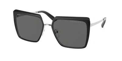 Shop Prada Grey Polarized Square Ladies Sunglasses Pr 58ws 1ab5z157 In Black,grey