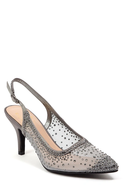 Shop Lady Couture Lola Embellished Pointed Toe Slingback Pump In Pewter