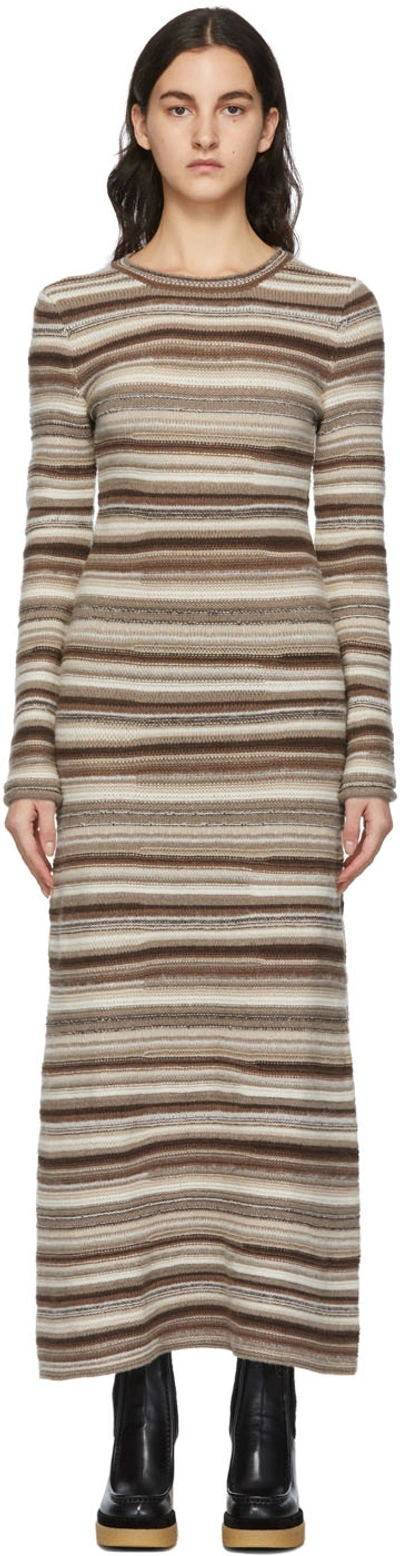 Shop Chloé Multicolor Fitted Knit Dress In 0za Multicolor Grey
