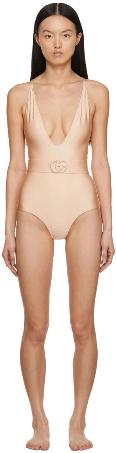 Shop Gucci Pink Sparkling Double-g One-piece Swimsuit In 5735 Cipria