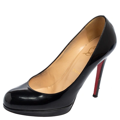 Pre-owned Christian Louboutin Black Patent Leather New Simple Platform Pumps Size 38.5