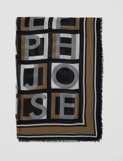 Shop Joseph Alphabet Pashmina Agatha Scarf In Almond/black/ivory