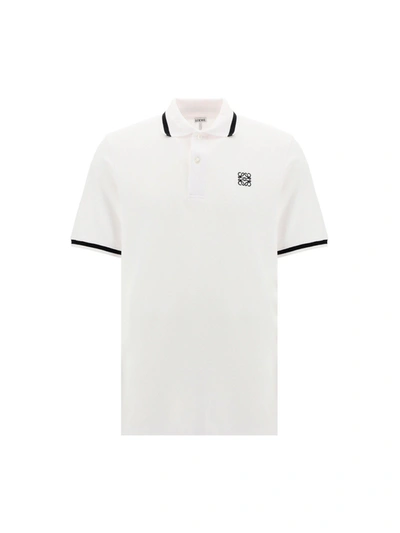 Shop Loewe Anagram Embroidered Polo Shirt In White