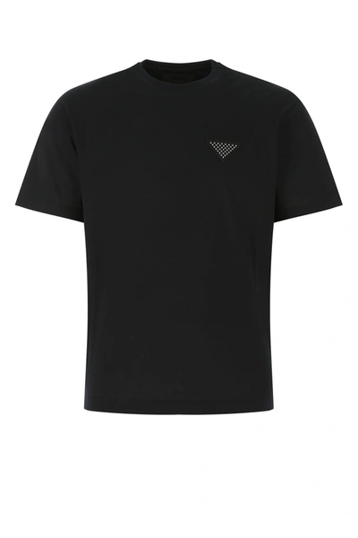 Shop Prada Black Cotton T-shirt  Black  Uomo M