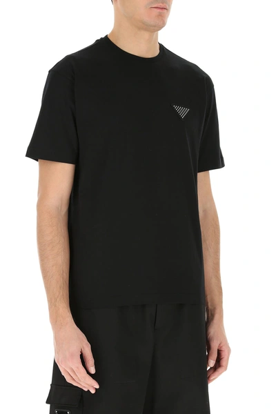 Shop Prada Black Cotton T-shirt  Black  Uomo M