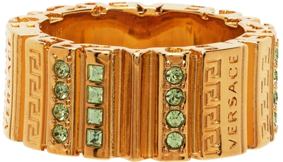 Shop Versace Gold All-over Crystal Cut-out Ring In 4j200 Gold