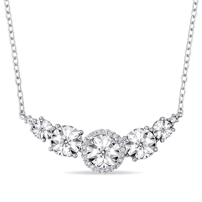 Amour 1/6 Ct Tw Diamond 5-stone Flower Necklace In Sterling Silver In Silver