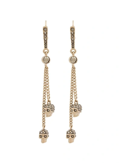 Shop Alexander Mcqueen Chain Skull Earrings In Gold