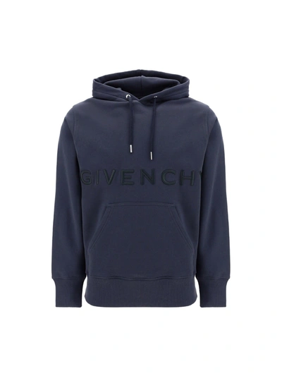 Shop Givenchy 4g Logo Embroidered Hoodie In Navy
