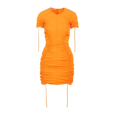 Shop Stella Mccartney Ruched Mini Dress In Orange