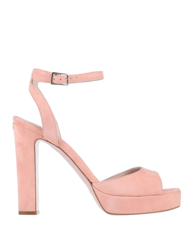 Shop Liu •jo Woman Sandals Salmon Pink Size 9 Soft Leather