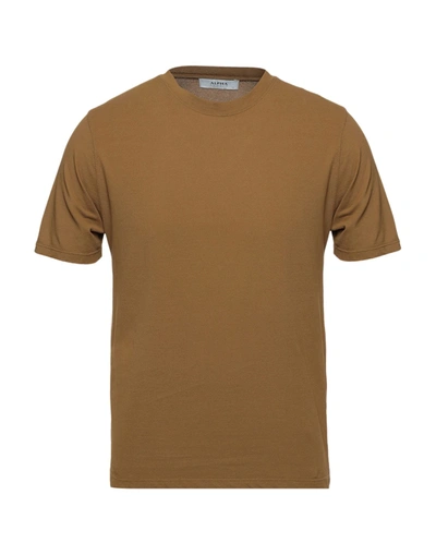 Shop Alpha Studio Man T-shirt Camel Size 36 Cotton, Elastane In Beige