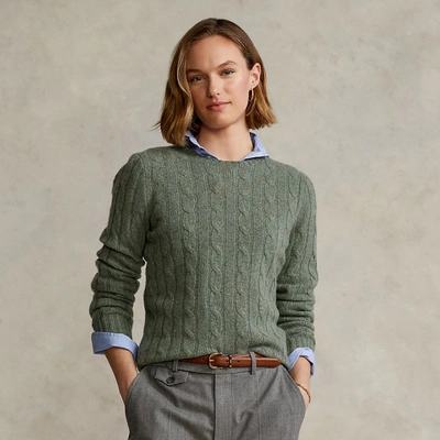 Shop Ralph Lauren Cable-knit Cashmere Sweater In Lovette Heather
