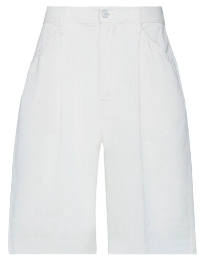 People (+)  Woman Shorts & Bermuda Shorts Ivory Size 26 Cotton In White