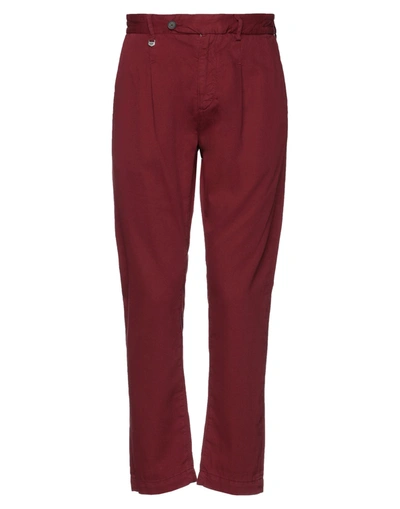 Shop Antony Morato Man Pants Burgundy Size 36 Cotton, Tencel, Linen In Red