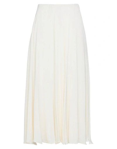 Shop Valentino Garavani Woman Midi Skirt Ivory Size 8 Silk In White