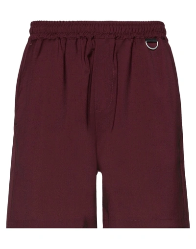 Shop Low Brand Man Shorts & Bermuda Shorts Burgundy Size 1 Virgin Wool In Red