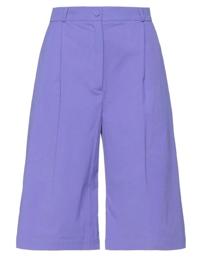 Shop Suoli Woman Cropped Pants Purple Size 4 Cotton, Elastane