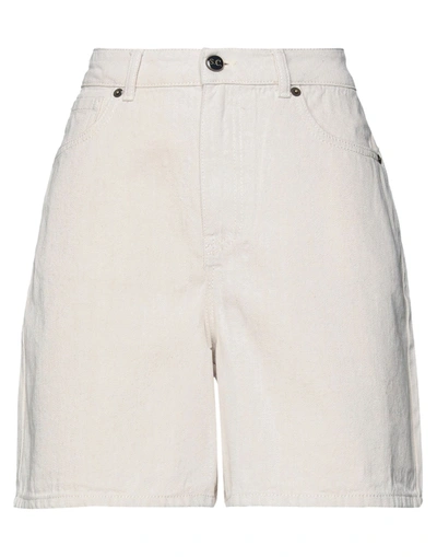 Shop Semicouture Woman Denim Shorts Beige Size 27 Cotton