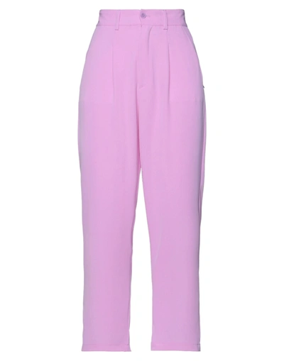 Shop Ottod'ame Woman Pants Mauve Size 8 Polyester, Elastane In Purple