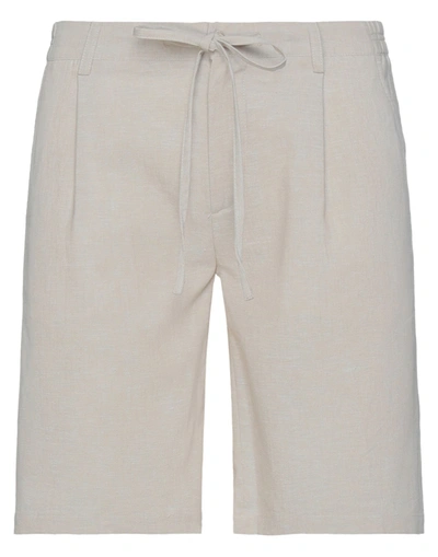 Shop Grey Daniele Alessandrini Man Shorts & Bermuda Shorts Beige Size 30 Linen, Viscose