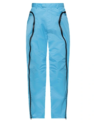 Shop Bottega Veneta Man Pants Azure Size 38 Polyamide In Blue