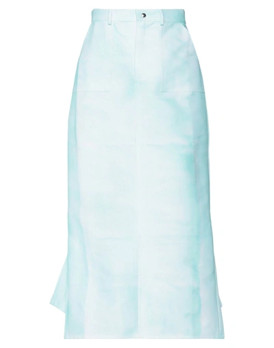 Shop Afterhomework Woman Midi Skirt Turquoise Size Xs Cotton In Blue