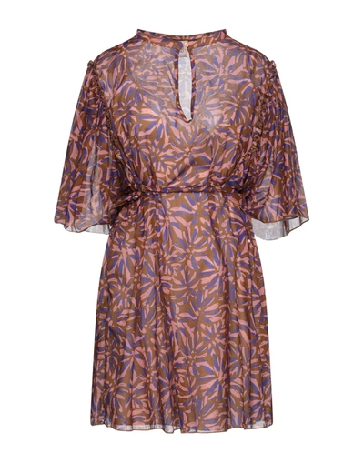 Shop Même Road Woman Mini Dress Camel Size 6 Cotton In Beige