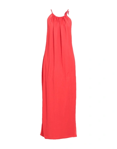 Shop Simona-a Simona A Woman Maxi Dress Red Size S Rayon, Nylon