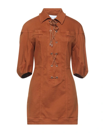 Shop Alberta Ferretti Woman Mini Dress Tan Size 8 Cotton, Elastane In Brown