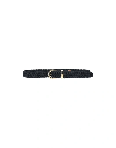 Shop Lauren Ralph Lauren Woman Belt Midnight Blue Size L Textile Fibers