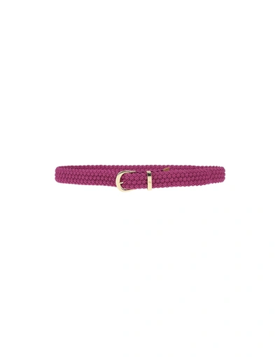 Shop Lauren Ralph Lauren Woman Belt Fuchsia Size S Textile Fibers In Pink
