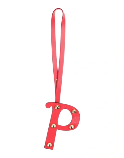 Shop Burberry Woman Key Ring Red Size - Calfskin