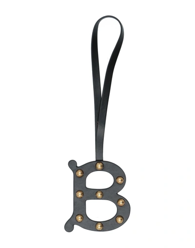 Shop Burberry Woman Key Ring Black Size - Calfskin