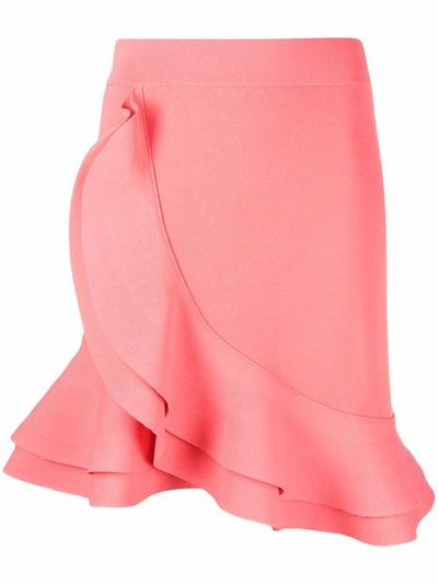 Shop Alexander Mcqueen Ruffle Mini Skirt In Orange