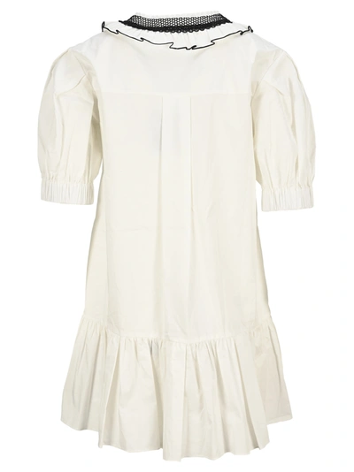 Shop Self-portrait Lace-bib Cotton Mini Dress In White