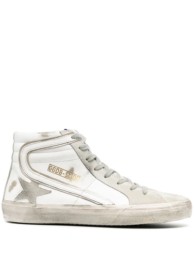 Shop Golden Goose Slide Leather Sneakers In White