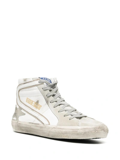 Shop Golden Goose Slide Leather Sneakers In White