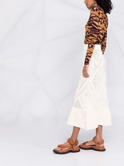 Shop Jil Sander Knitted Midi Skirt In White
