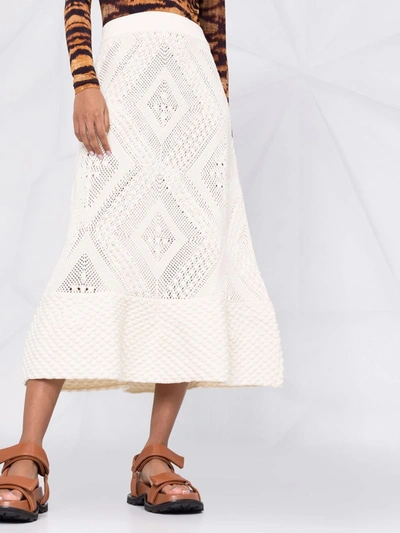 Shop Jil Sander Knitted Midi Skirt In White