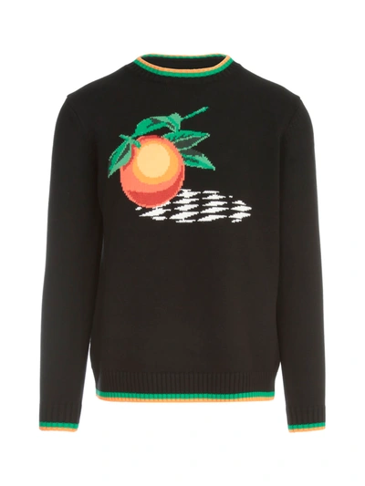 Shop Casablanca Orange Intarsia Sweater In Nero