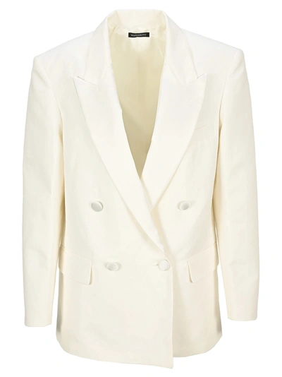 Shop Wandering Double-breasted Blazer In Off White