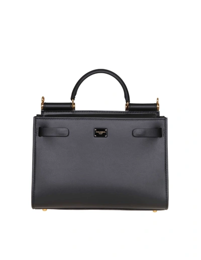 Shop Dolce & Gabbana Sicily 62 Small Bag In Calf Leather In Black