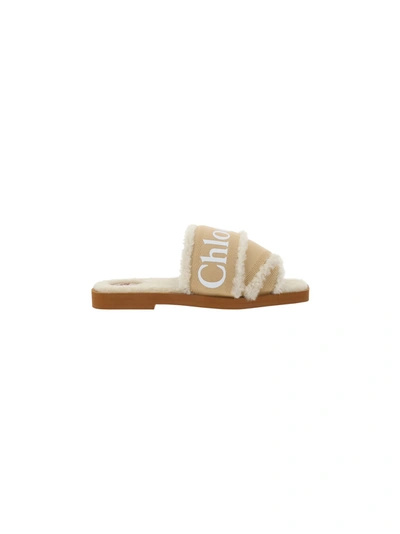 Shop Chloé Woody Sandals In Soft Tan