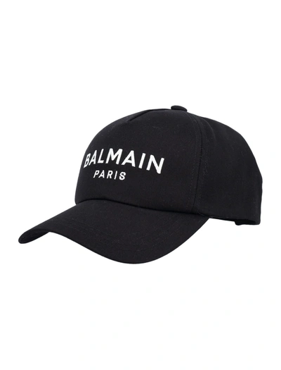 Shop Balmain Embroidered Logo Cap In Black White