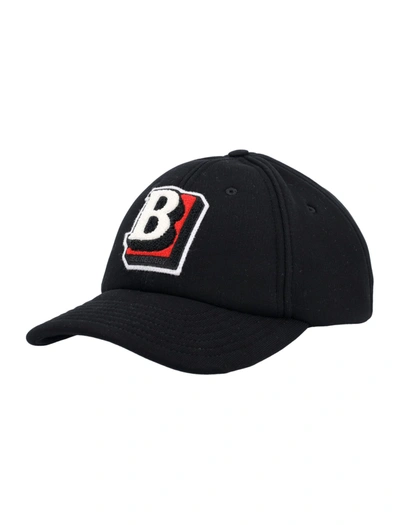 Shop Burberry Letter Graphic Cotton Baseball Cap In Black/red
