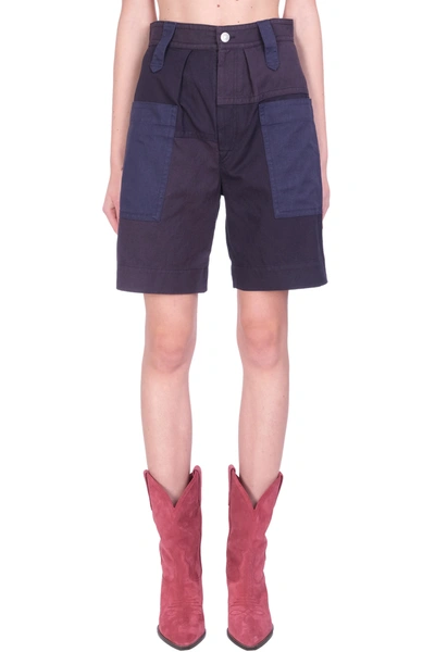 Shop Isabel Marant Étoile Kalerna Shorts In Blue Cotton And Linen